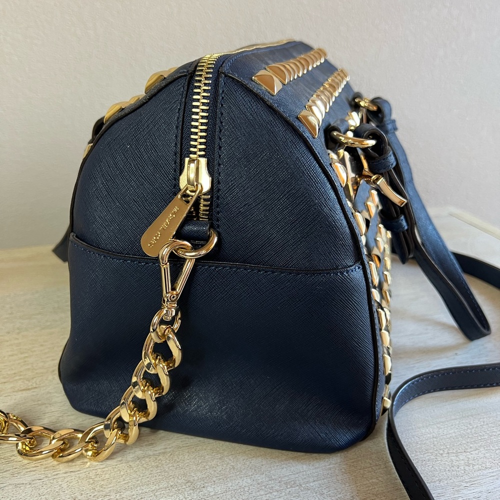 Michael Kors Leather Studded Grayson Satchel Bag - Picture 5 of 16
